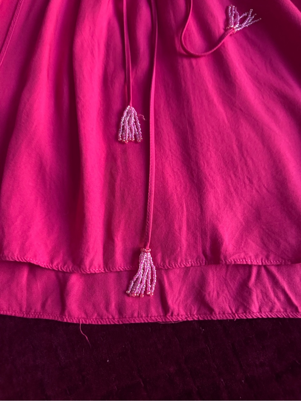 Women's Red Ruffled Neckline Top - Picture 4 of 5